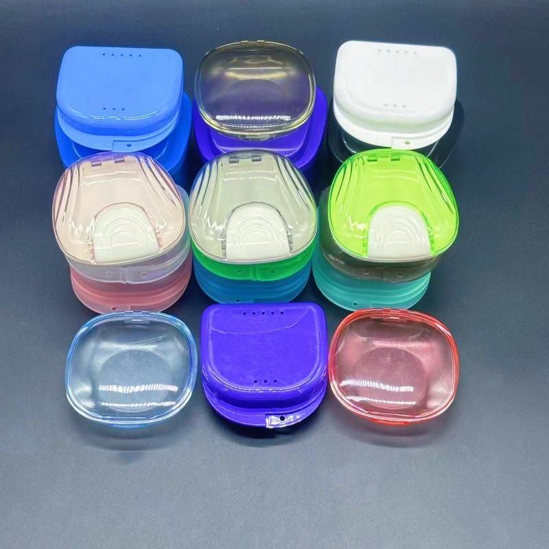 Denture and Retainer Storage Box - Frosted Translucent, Clear Aligner Holder