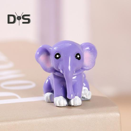 4Pcs Elephant Figurine Exquisite Realistic Resin Micro Landscape Decor Animal Miniature