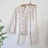 100% Cotton Gauze Pajamas Set Women Thin Breathable Long Sleeve Pants Loungewear