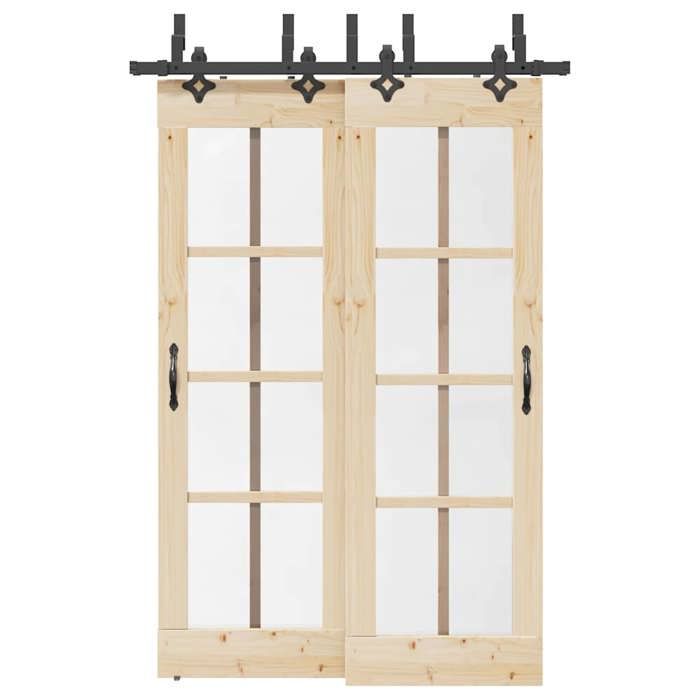 VidaXL Kit de quincaillerie de porte coulissante 152,5 cm acier noir, quincaillerie de porte coulissante, rail de porte de 3295735