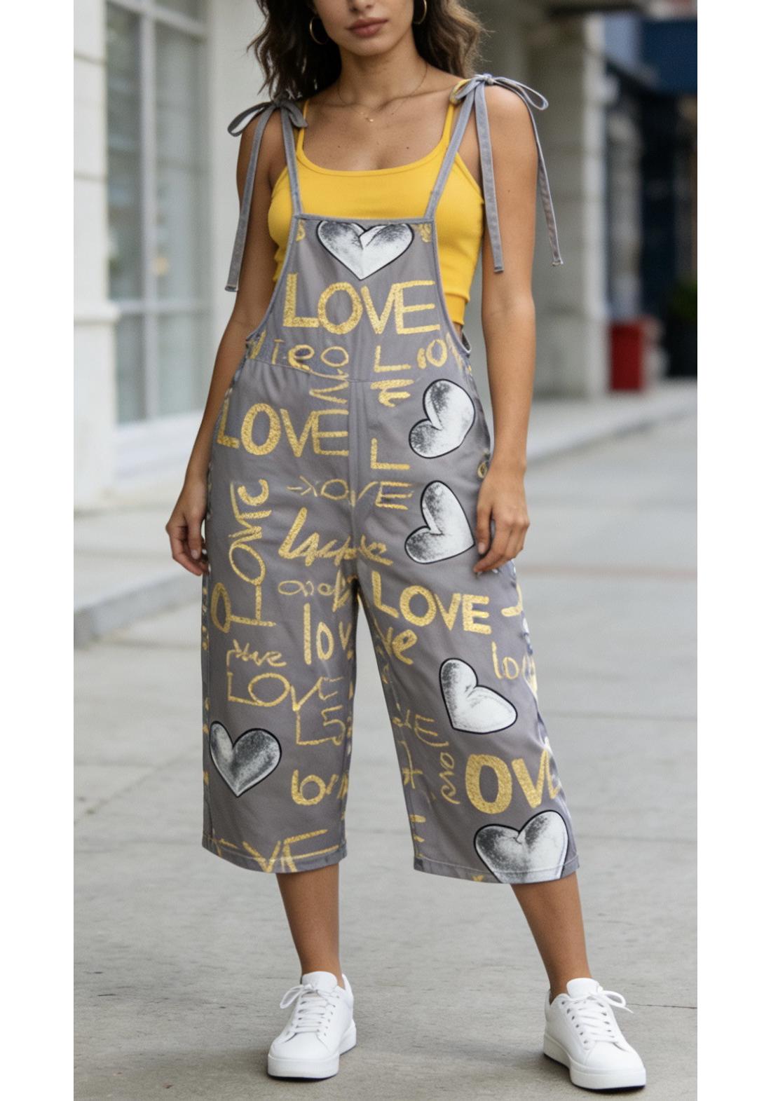 Plus Size Women s Strappy Printed Jumpsuit - Casual Loose Fit with Wide Legs 2XL