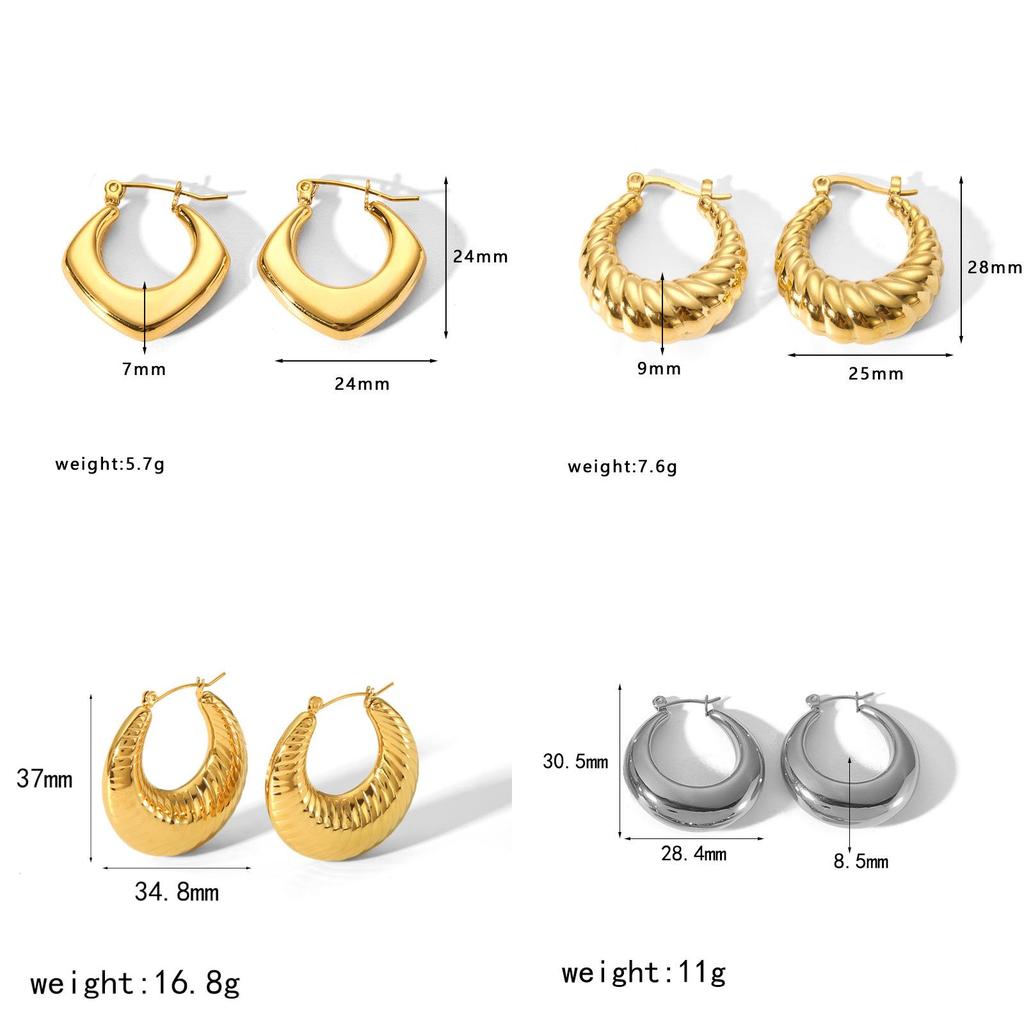 Geometric Gold Stainless Steel Earrings For Women Fashion Jewelry Gift For Ladies