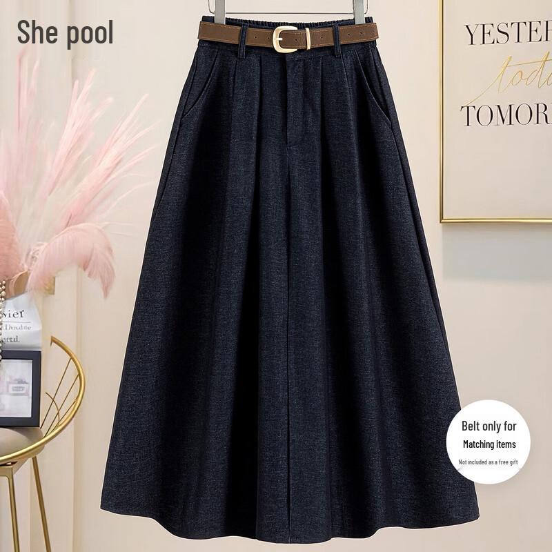 

Women s Retro A-Line Elastic Waist Mid-Length Skirt L
