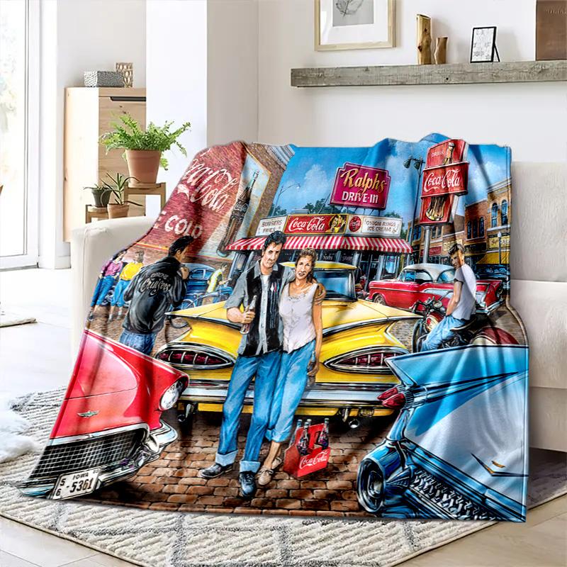Christmas Gift Halloween Themed Cola Beverage Coca Cola Blanket Soft Home Furnishing Nap Decoration Four Seasons Warm Sherpa Blanket U18