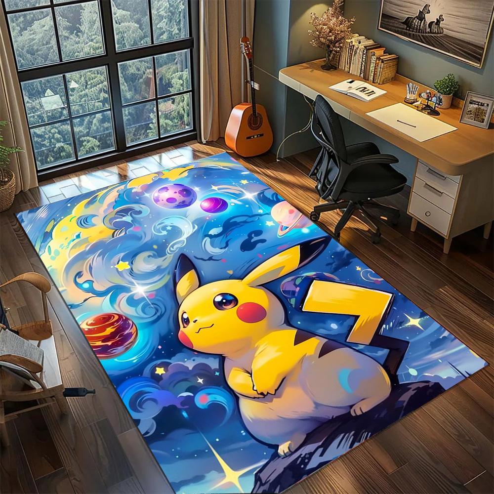 Pikachu Area Rug Home Gamer Room, Non Slip Washable Large Carpet Floor Mat Bedroom Indoor Decor.-TING