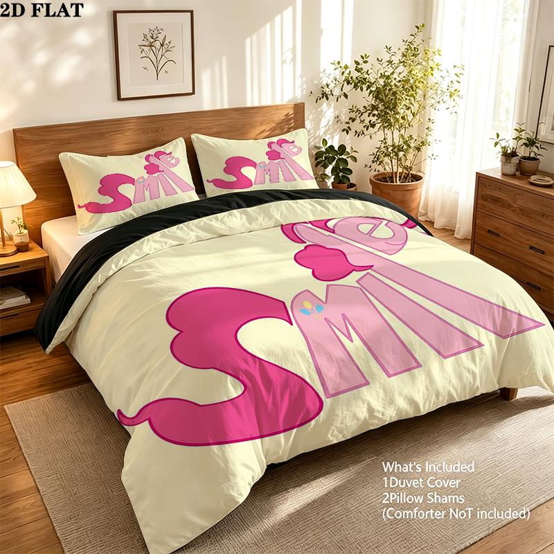 Pinkie Pie Pattern Bedding Home Decoration Birthday Gift ( 1 duvet cover + 2 pillowcase, without core),fan merchandise.