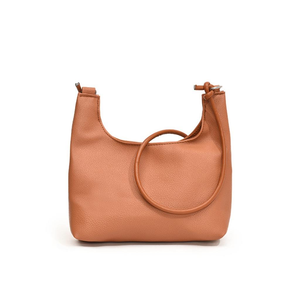 Large Capacity PU Tote Bag Soft Leather Single Shoulder Bag Fashion Vintage Underarm Bag  Lady