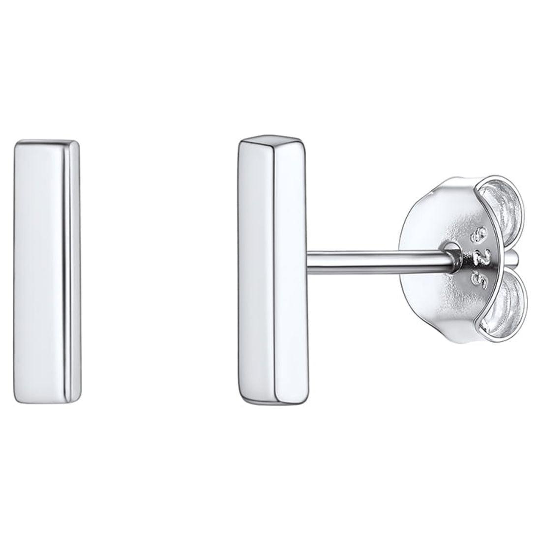 

925 Sterling Silver Bar Stud Earring білий