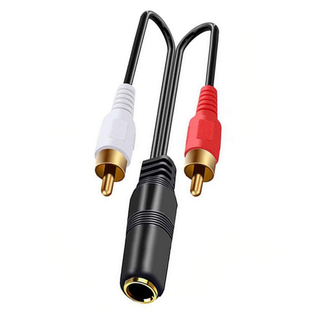 Durability 6.35mm TRS to 2RCA Adapter Cable 2RCA Male Stereo Audios Adapter for High Fidelitys Sound Systems Speakers