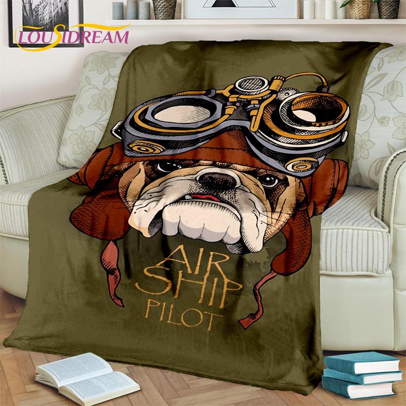 Cartoon French Pit Bull Dog Pet 3D Blanket,Soft Throw Blanket for Home Bedroom Bed Sofa Picnic Travel Office Cover Blanket Kids