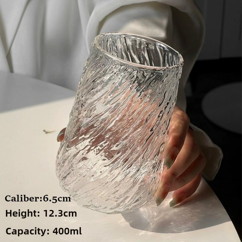 Glass Coffee Cup, Large Capacity Iced American Latte Cup, Transparent, Beautiful, Thick, Cold Beverage Water Cup Wine Glasses