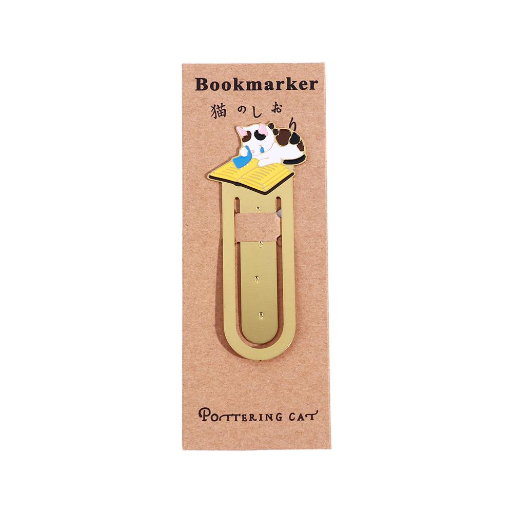Cute Student Gift Reading Japanese Cartoon Paper Cilp Bookmark Cat Bookmark Kittens Book Mark Metal Bookmark