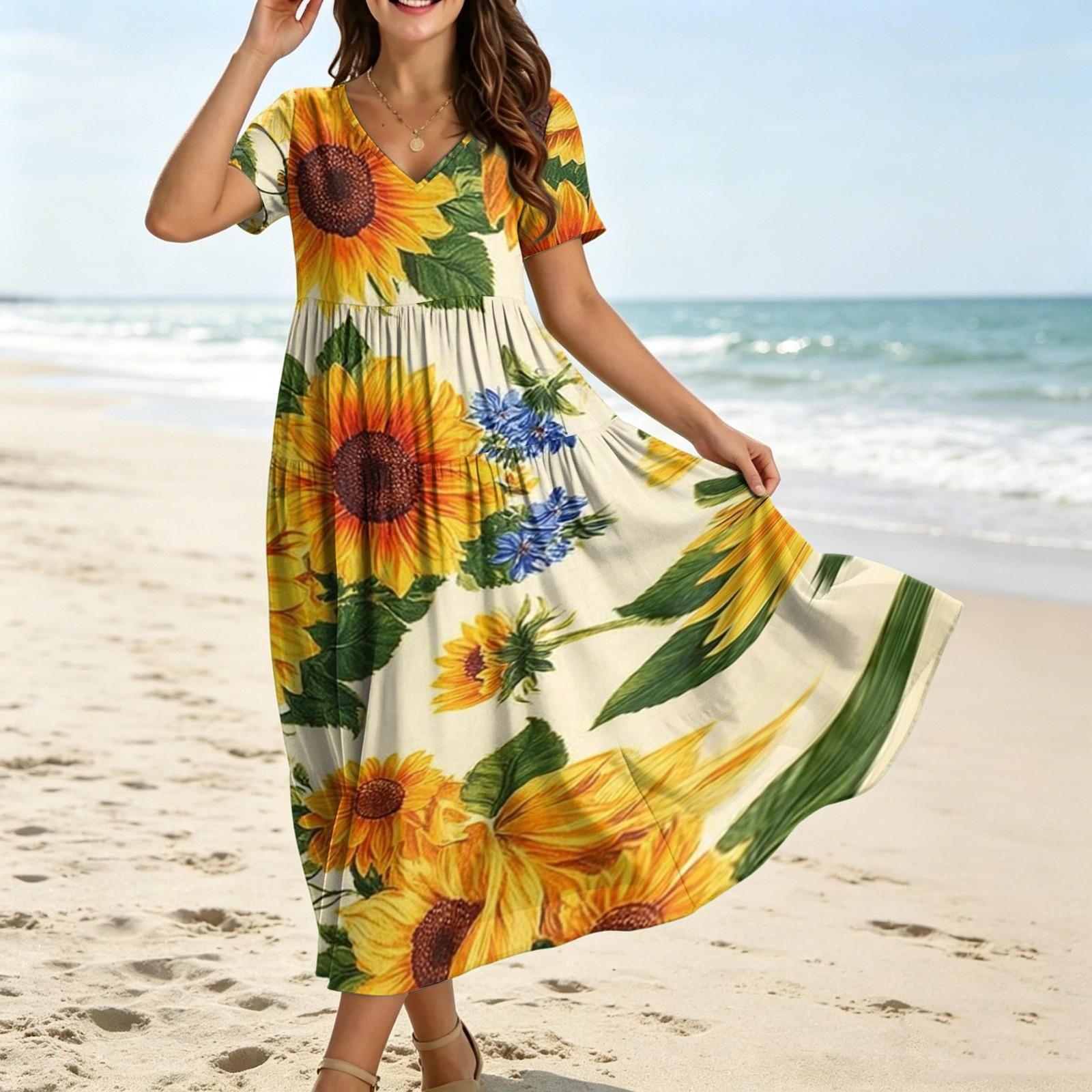 

Maxi Dresses for Women Floral Maxi Dress Womens Maxi Dress Maxi Dress With Sleeves for Spring and Summer Outfits M белый