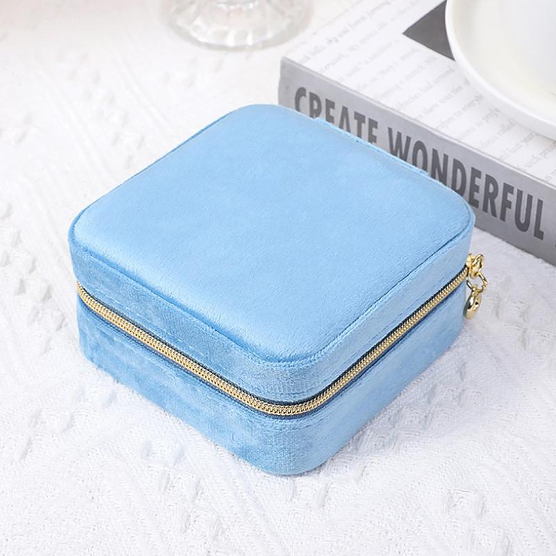 Velvet Jewelry Box Travel Portable Flannel Square Zipper Style Jewellery Storage Case  Gift Holder Ring Earring Holder