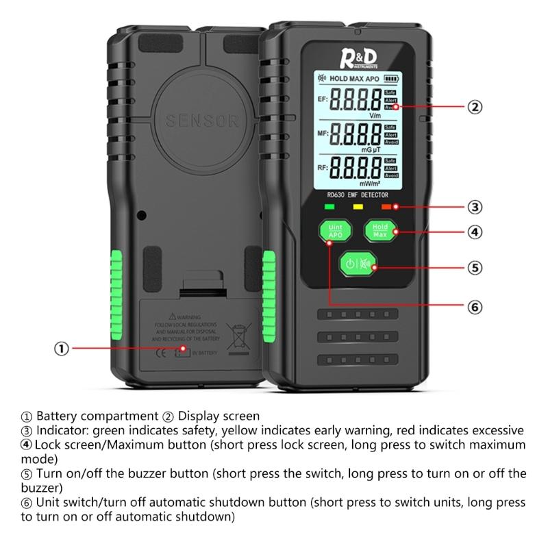 Radiation Meter,Digital Electromagnetic Field Radiation DetectorElectromagnetic Paranormal Device Tester