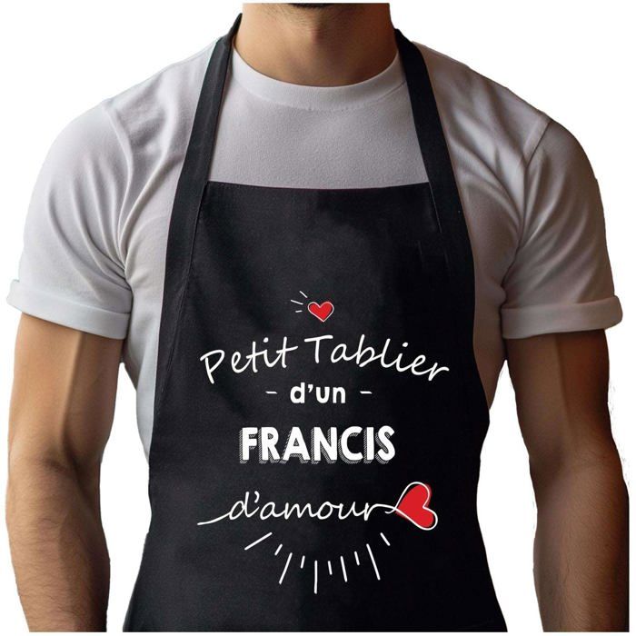 Tablier de cuisine - Franck d'amour - Noir - Coton épais résistant - Impression bretonne