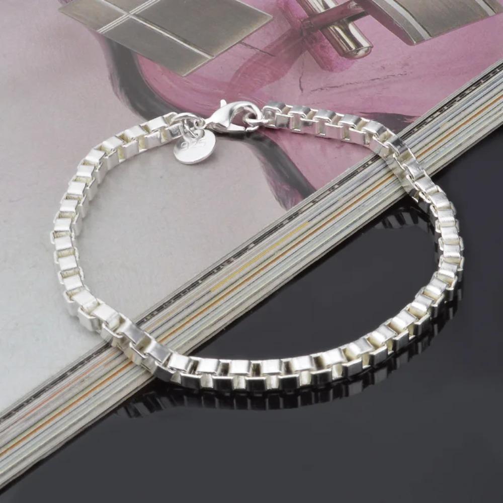 925 Silver Twisted Rope Bracelet 4MM Unisex Chain Fashion Jewelry for Women Men High Quality Durable