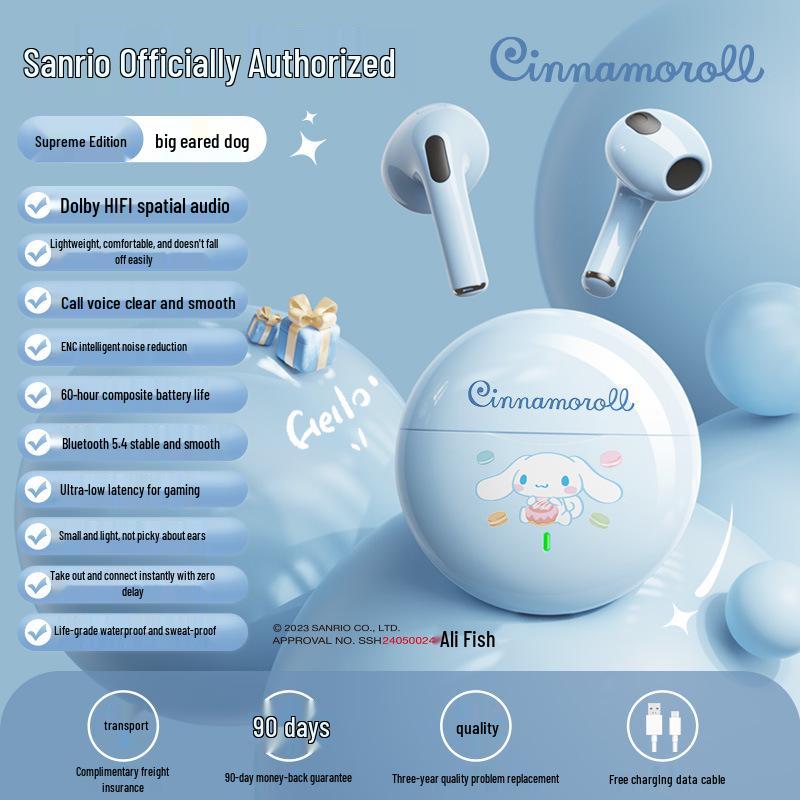 

Sanrio Kuromi Wireless Bluetooth Earphones - Cute, Cartoon Design, Semi-In-Ear, Noise-Canceling.