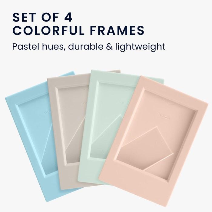 kwmobile 4x Photo Frames for Instax - Photo Stand for Instax Film, Instant Camera 9.2x6.1x0.7cm Light Gray/Light Blue/Light Green/Light