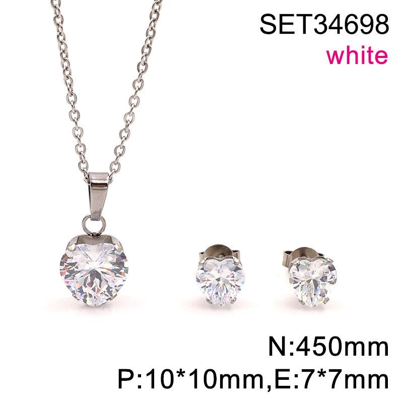 Xiyin Jewelry Women s Ocean Heart Love Necklace & Earrings Set in Titanium Steel with Zirconia