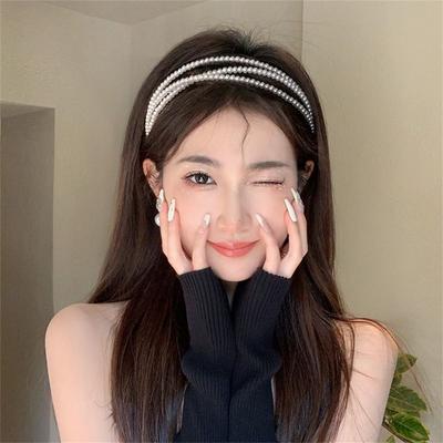 Retro Perla Fascia Per Le Donne Tre Strati Bianco Perla Hairbands Femminile Semplice Lunetta Cerchio Dei Capelli Accessori Per Capelli Alla Moda 2024