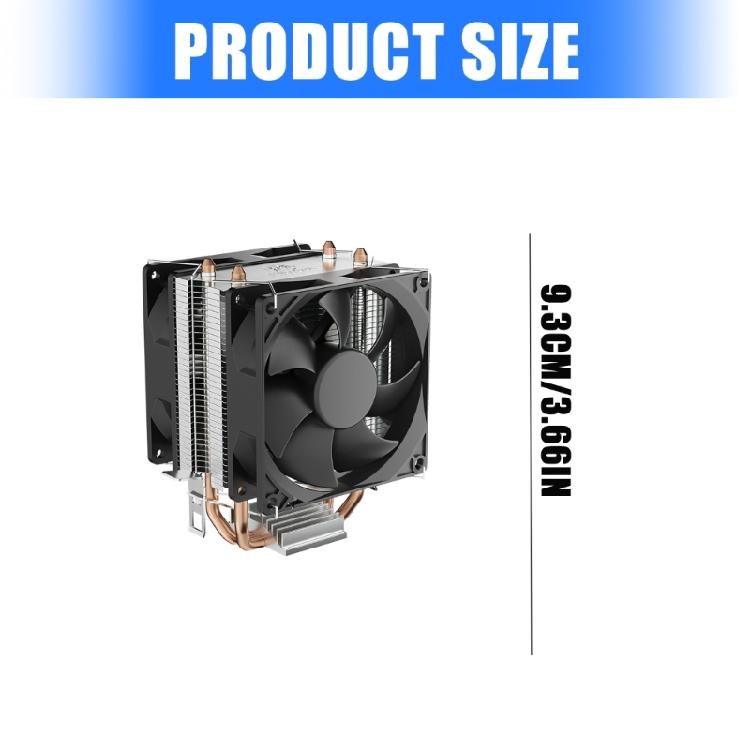 CPU Air Cooling Fan 12V 4Pin 2 Heat Pipe PC Processor CPU Fan Aluminum Copper Heatsink for LGA 775 1700 1851 115X 1200