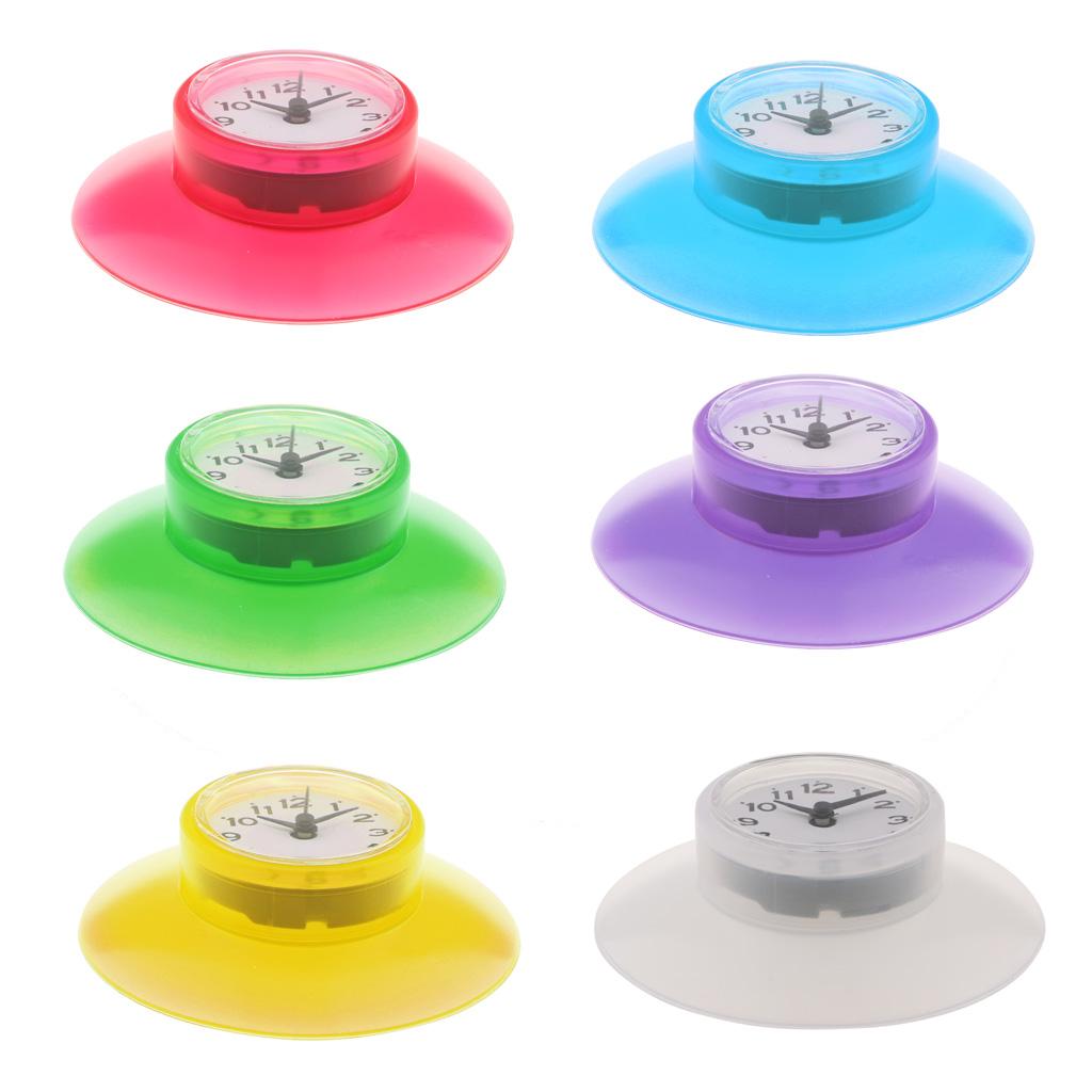 Mini Wall Clock Waterproof Suction Cup Silent Sucker Clock for Bathroom Mirror Kitchen Tile