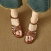 Krazing Pot Cow Skin Thick Med Heels Peep Toe Summer Size 42 Brand Shoes Street Wear Gladiator Elegant Women Sandals