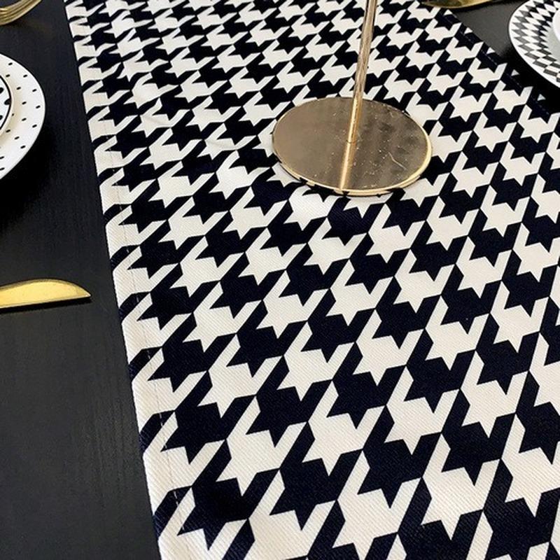 Tischläufer Dinner Hahnentrittmuster Restaurant Innendekoration Europäischer Stil Heimtextil Elegant Modern Party Wärmeisolierung
