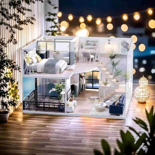 

Кукольный домик sofiey Набор для самостоятельной сборки, Набор для рукоделия с миниатюрной мебелью и пылезащитным чехлом, Комфортное время L-032-B