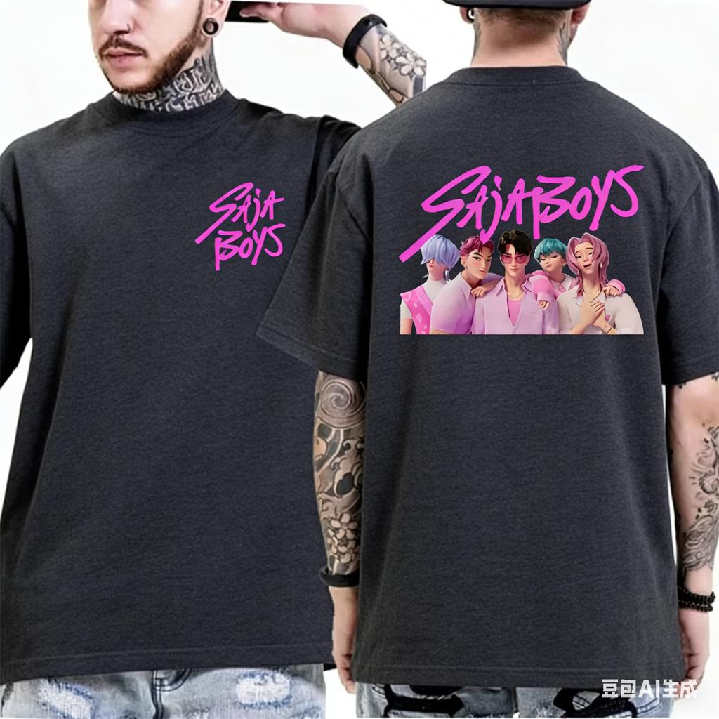 KPop Cacciatori di Demoni SAJA BOYS Maglietta in Puro Cotone Rumi Huntrix SAJAT Maglietta Estate 2026 Uomo Donna Maglietta Oversize Y2K