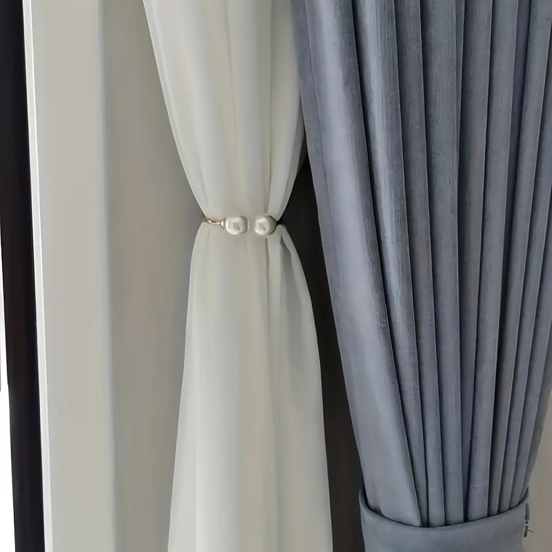 2Pcs Bohemian-style Golden Curtain Tiebacks With Artificial Pearls Stylish Home Decor Curtain Tiebacks, Suitable For Sheer Curtains, Bath Accessories