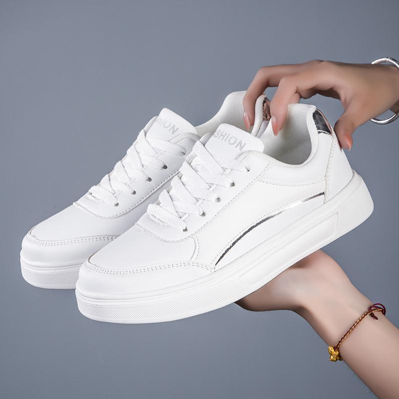 Leather Hot Sell Women Shoes Ladies Casual Skateboard Sneakers For Women Tennis Walking Trend Casual Shoe Italian White