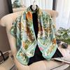 Japan And Korea Plant Flower Print Scarf Mother'S Day Gift Light Luxury Retro Temperament New Silk Satin Long Scarf