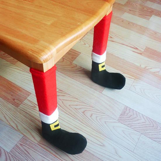 4/8 Pcs Christmas Chair Leg Covers Santa Claus Elf Boot Design Table Legs Socks Dining Chair Slipcover Furniture Feet Covers for Xmas Party