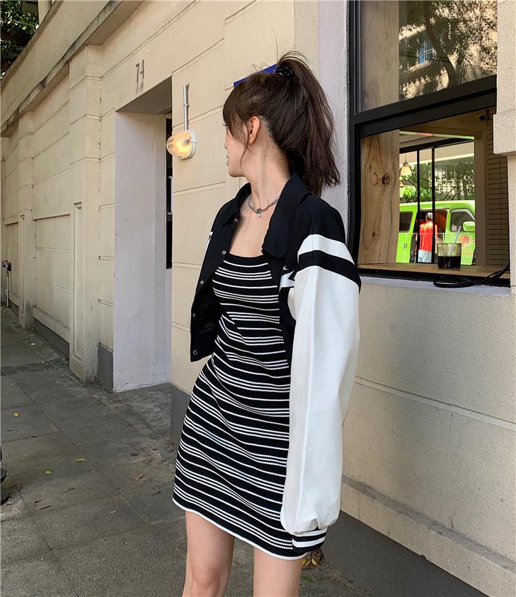 Women's 2026 French Striped Knit Bodycon Dress - Slimming, Waist-Cinching Midi Style for Summer