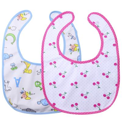 [LittleForBig] Erwachsenen-Lätzchen Speichelfänger Essensschürze Pflege [Baumwolle + Wasserdichte Schicht] 2-lagige Konstruktion 2-teiliges Set [Kirschmuster / Zoo]