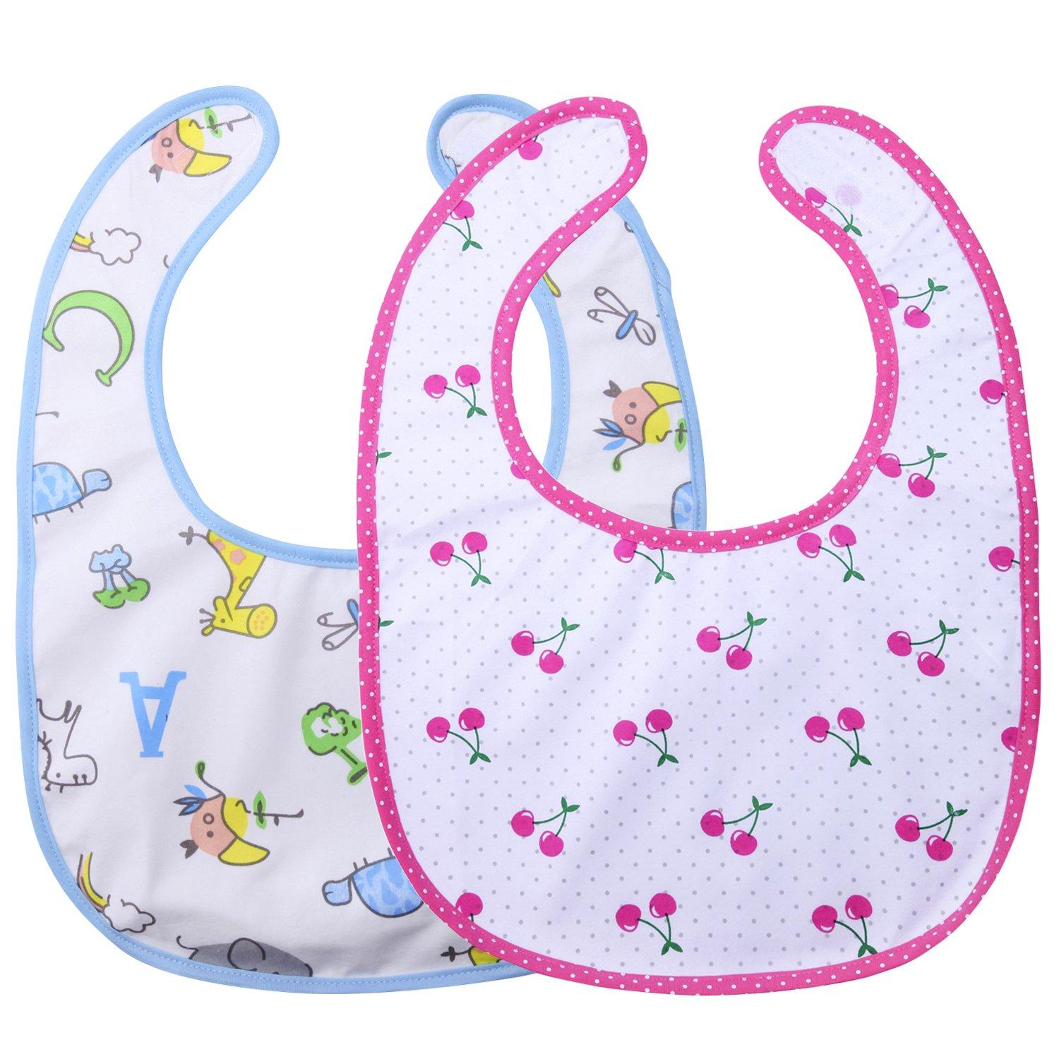 

[LittleForBig] Adult Bib Drool Catcher Meal Apron Care [Cotton + Waterproof Sheet] 2-Layer Construction 2-Piece Set [Cherry Pattern / Zoo]
