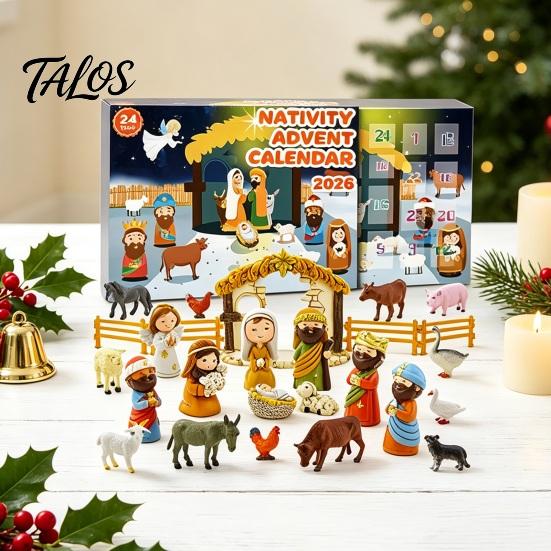 Nativity Advent Calendar 2026, Christmas Countdown Box for Kids, 24 Day Festive Religious Scene Figurines Boys Girls, Collectible Holiday Toy