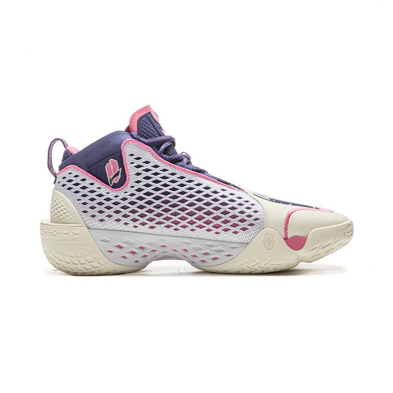New LiNing BadFive 5 Slip Resistant, Abrasion Resistant, Breathable, Rebound Grip Mid Top Basketball Shoes Men's White ABFV025-9