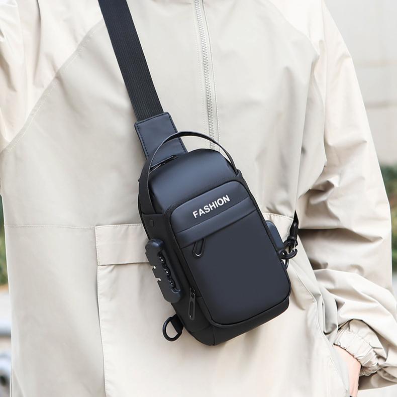 Diagonal Bag Men's Advanced Chest Bag Outside Waterproof Shoulder Backpack Portable Mobile Phone Passport Bag