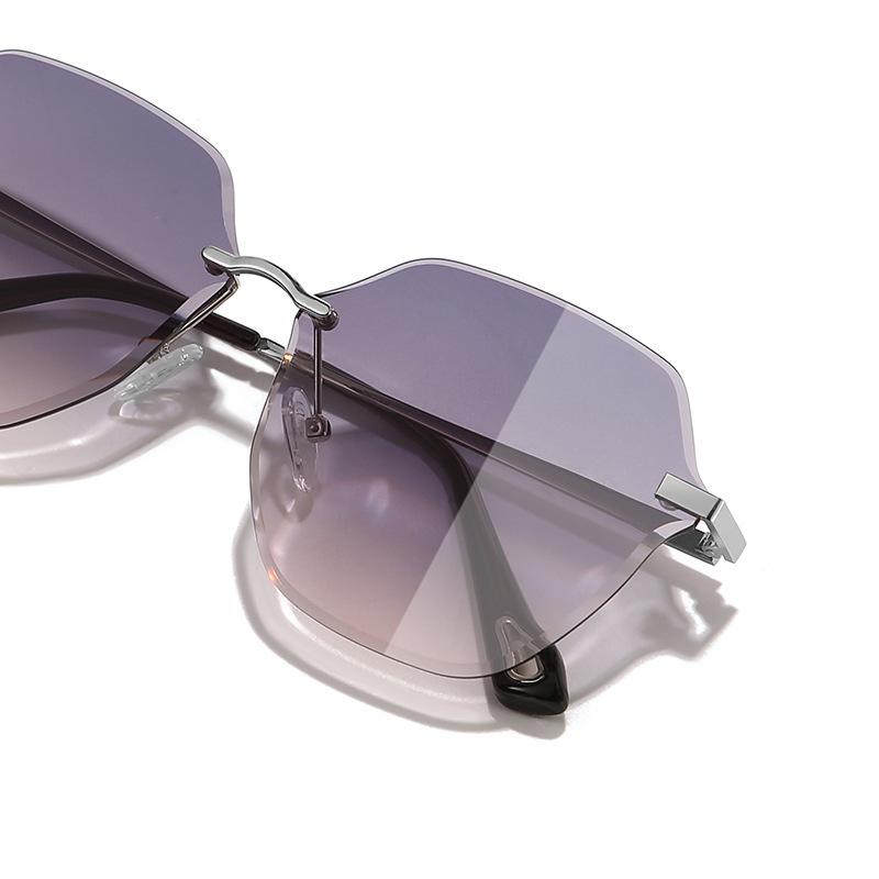 UV-Schutz Farbverlauf Sonnenbrille Damen Sonnenschutz Randlose Sonnenbrille Fortgeschrittener Sinn 8038