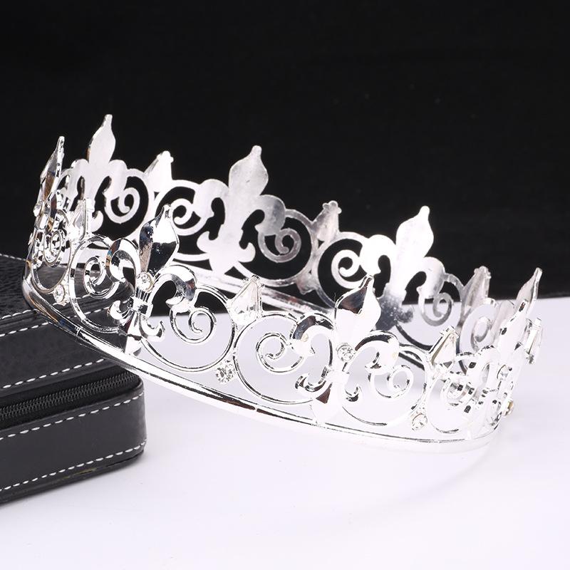 Men's Crown Simple Multi Color Round King Crown Baroque Bride Retro Alloy Hair Crown Headdress
