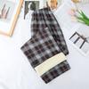 GMXIA Fleece Plaid Pants Women's Autumn and Winter Thickened High-waisted Slimming Straight Leg Casual Floor Wide Leg Pants