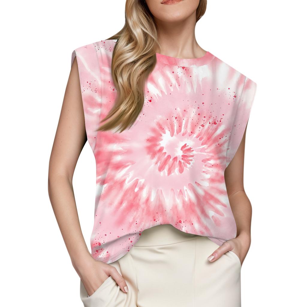 Women's Cap Sleeve Top Summer Printed Tank Top Basic T-Shirt Casual Loose