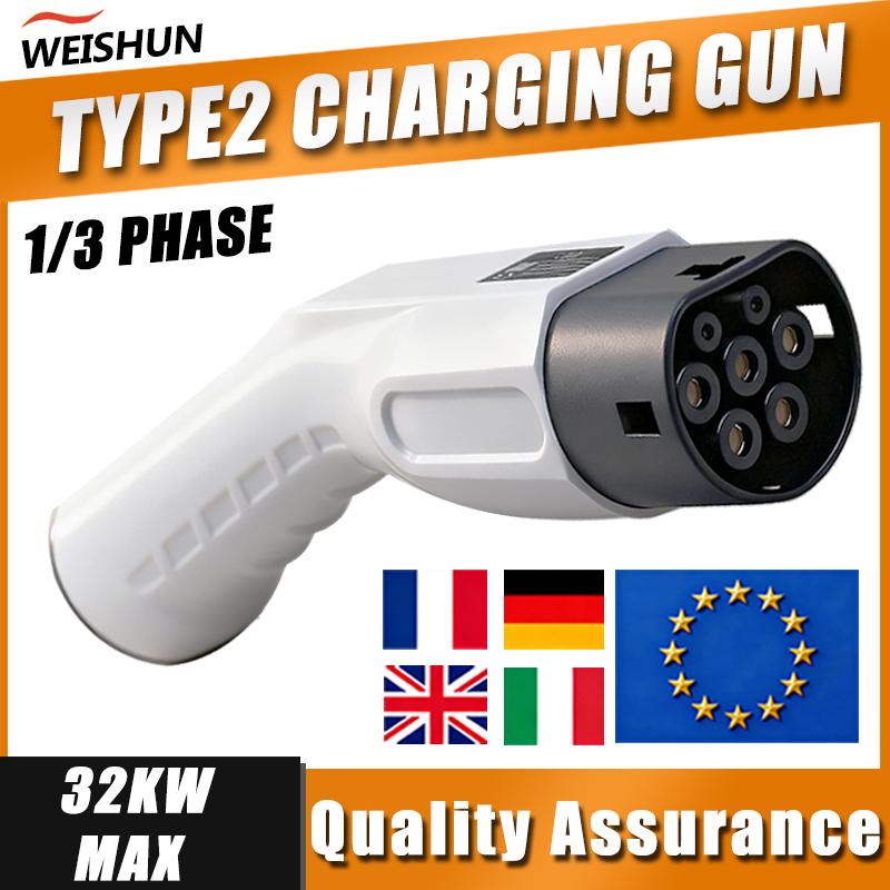 Type 2 EVSE Female EV Charger Plug IEC 62196 Convertor 16A 32A for Electric Car Vehicle Charging Station 16A 1Phase