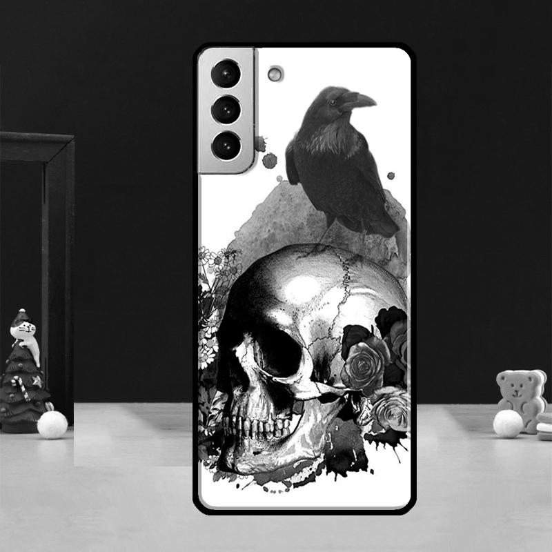 Raven Dark Crow Skull Phone Case For Samsung Galaxy S23 S22 Ultra S20 FE S9 S10 Note 10 Plus S21 FE S21 Ultra Cover