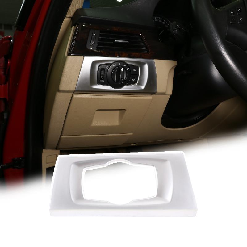

Car Styling Headlight Switch Adjustment Frame Decoration Cover Trim for BMW 3 Series E90 2005-2012 Interior Carbon Fiber Sticker срібний