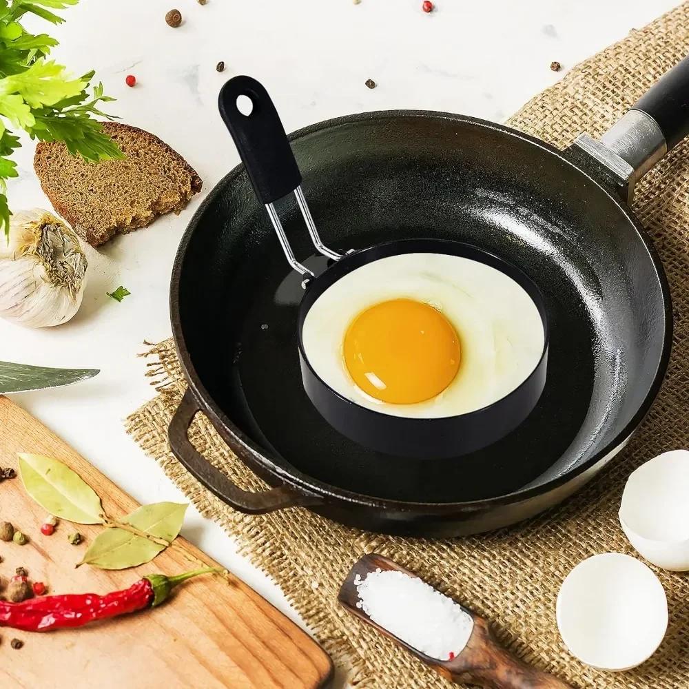 Anello anti-scottatura per friggere le uova, professionale, in acciaio inox, antiaderente, rotondo, stampo per pancake, stampo per cucinare le uova, strumenti per la colazione e i panini