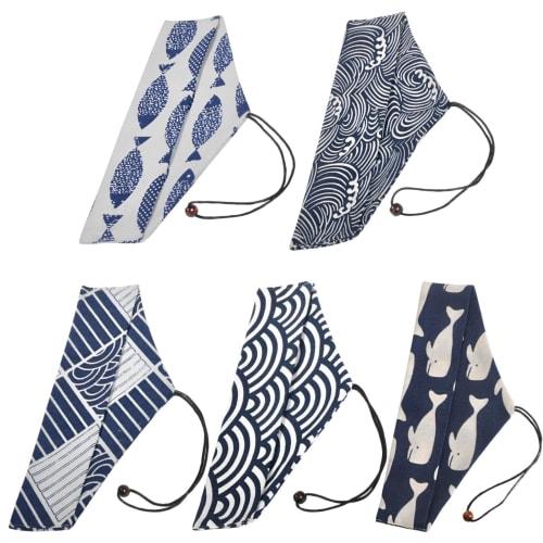 fogman Chopstick Bags, Drawstring Cloth, for Children and Elementary School Students, Chopstick Holder, Cutlery Pouch, Chopstick Case, Set of 5 (Set A